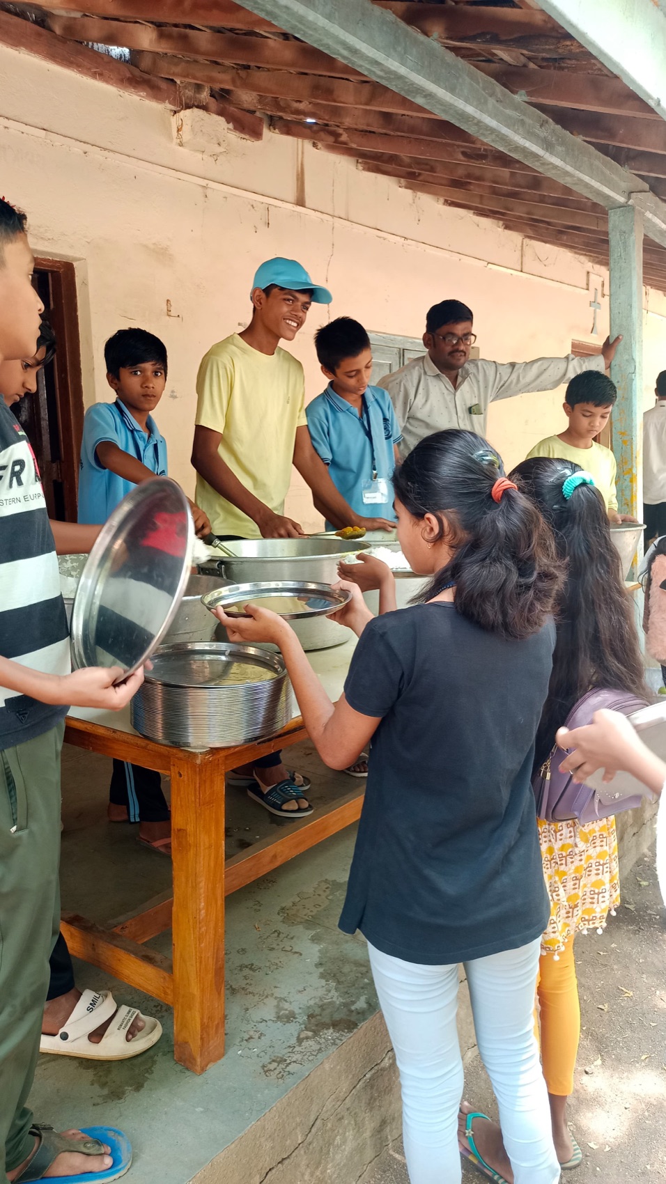 Volunteers at the serving table